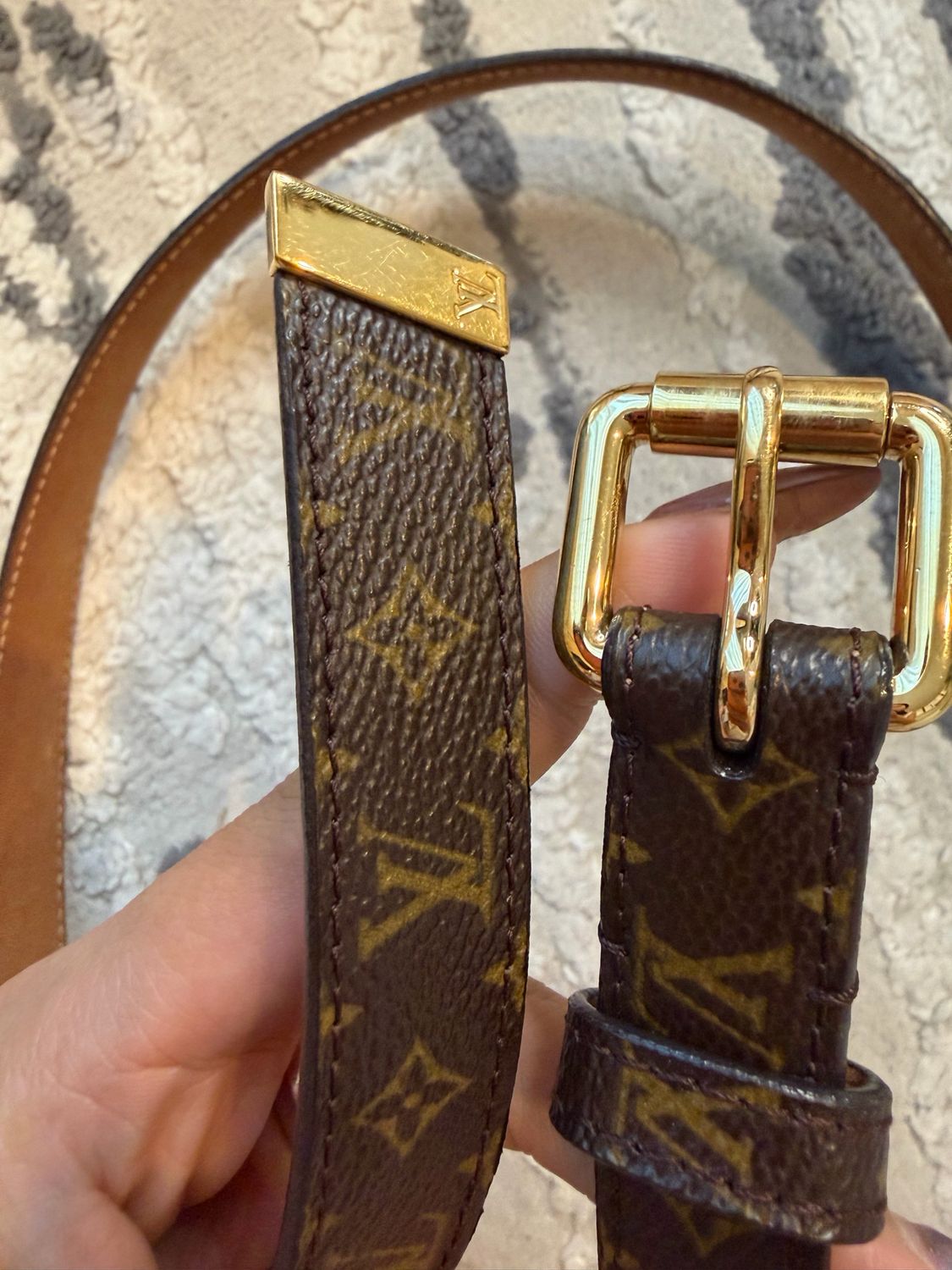 Louis Vuitton Monogram Santur Skinny Belt 90/36