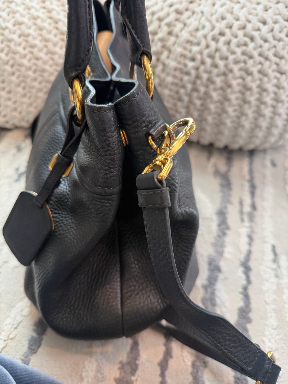 Prada Vitello Daino Convertible Tote Sling Messenger Crossbody