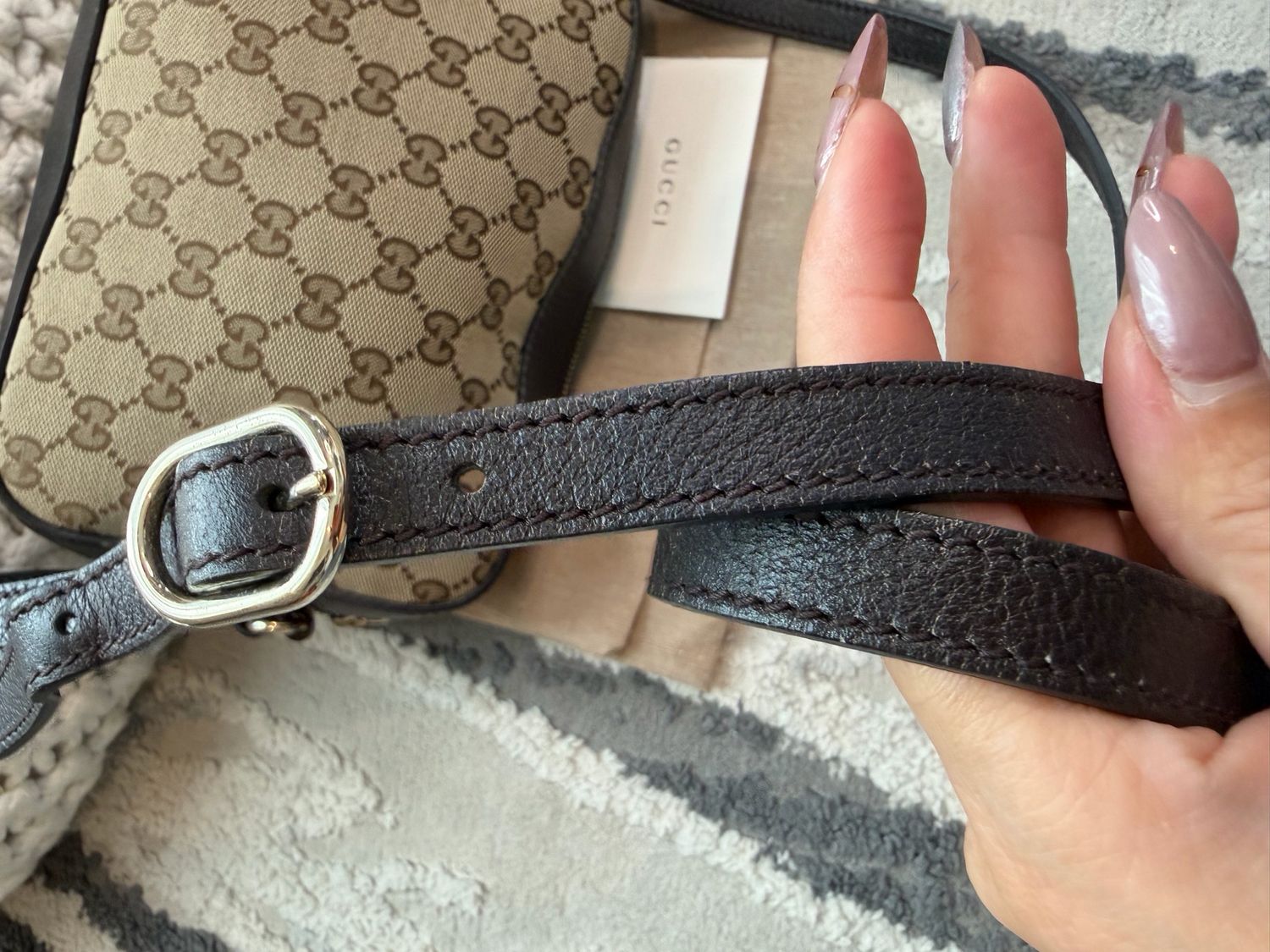 Gucci Monogram Canvas Web Bee Messenger Crossbody