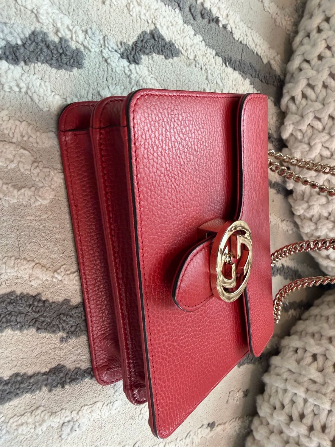 Gucci Pebbled Leather Crossbody Dollar Interlocking