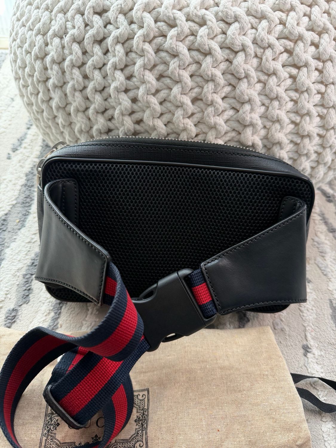Gucci Soft Zip Wait Bag Belt Bag Web Strap