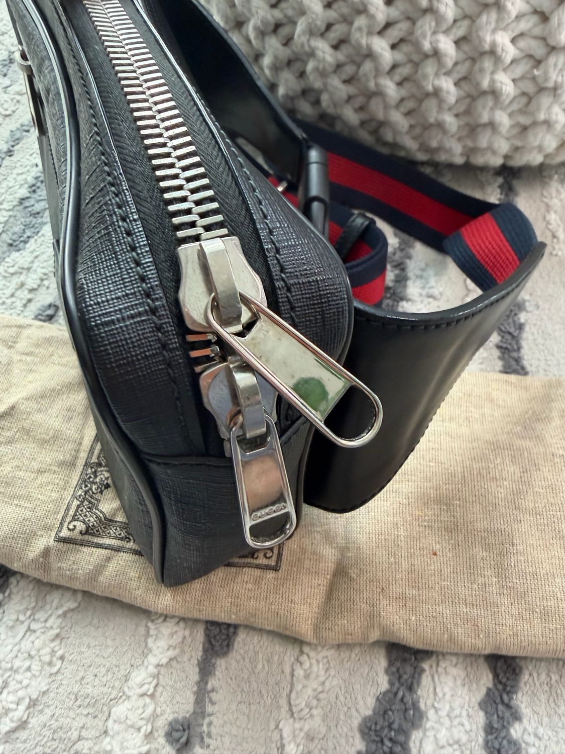 Gucci Soft Zip Wait Bag Belt Bag Web Strap