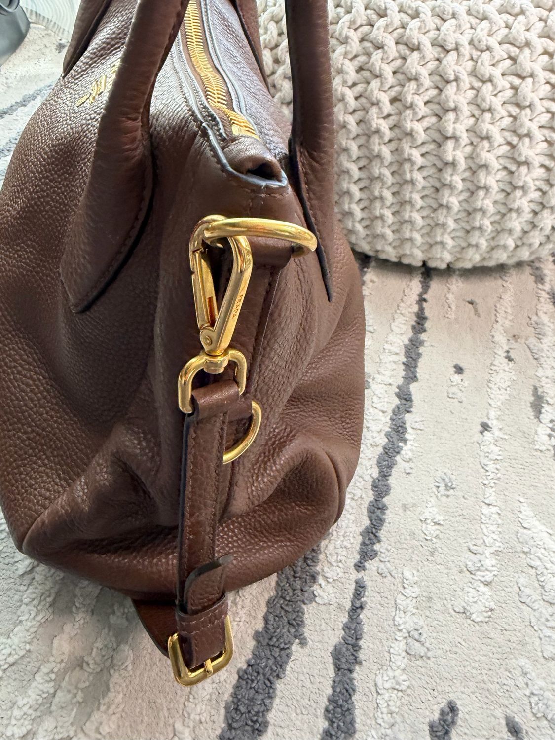 Prada Vitello Daino Zipper Crossbody Messenger