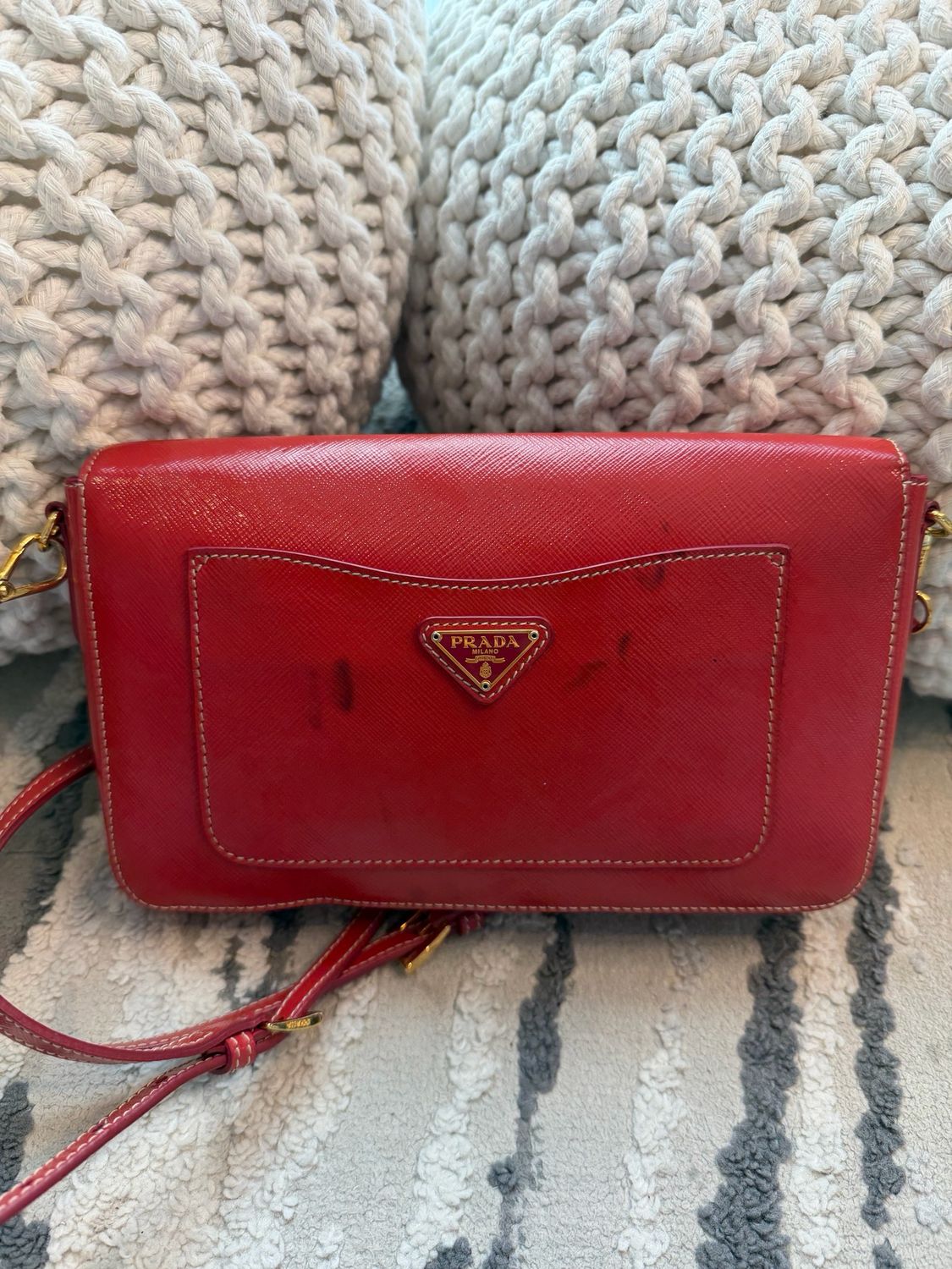 Prada Saffiano Turnlock Flap Vernice Crossbody