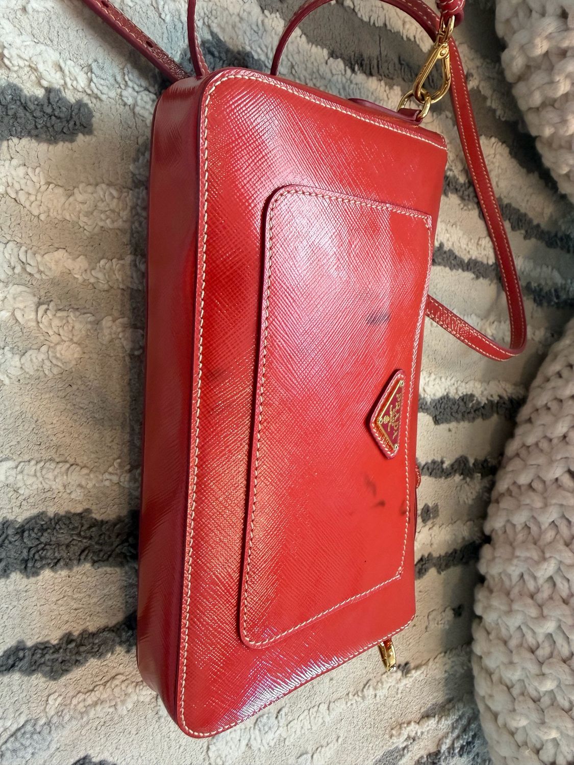 Prada Saffiano Turnlock Flap Vernice Crossbody