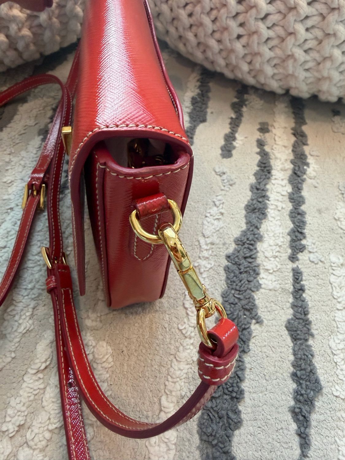 Prada Saffiano Turnlock Flap Vernice Crossbody