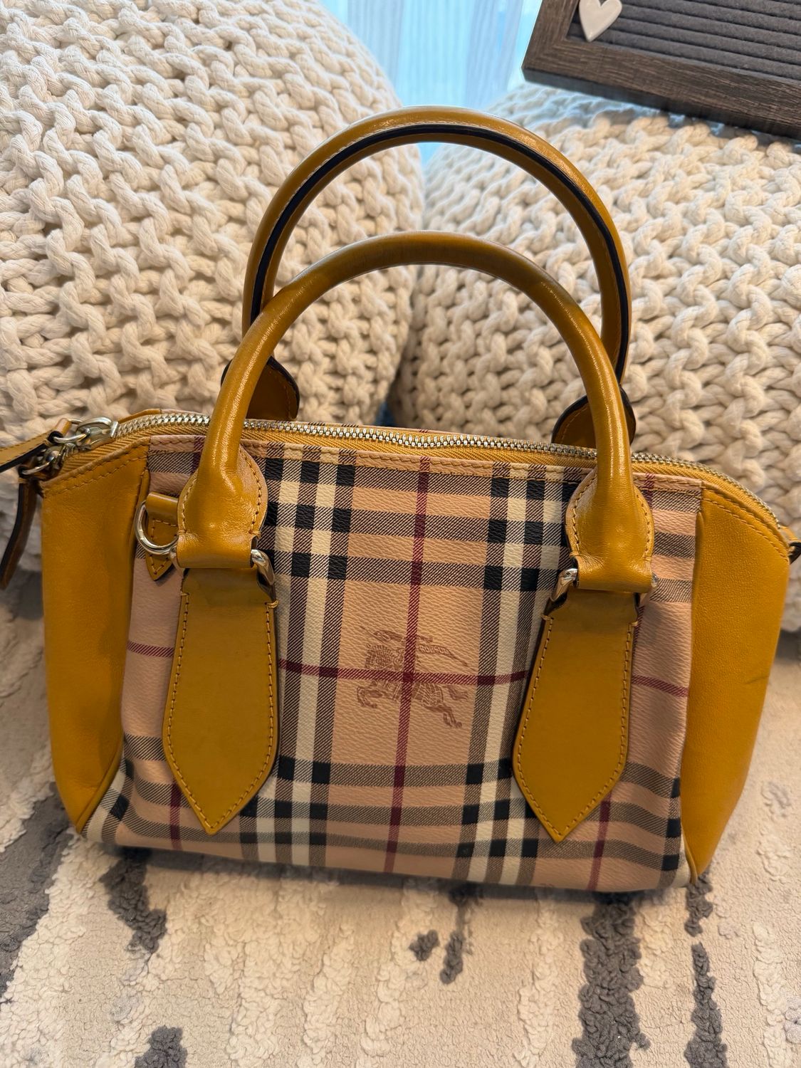 Burberry Panel Blaze Boston Top Handle Satchel Tote