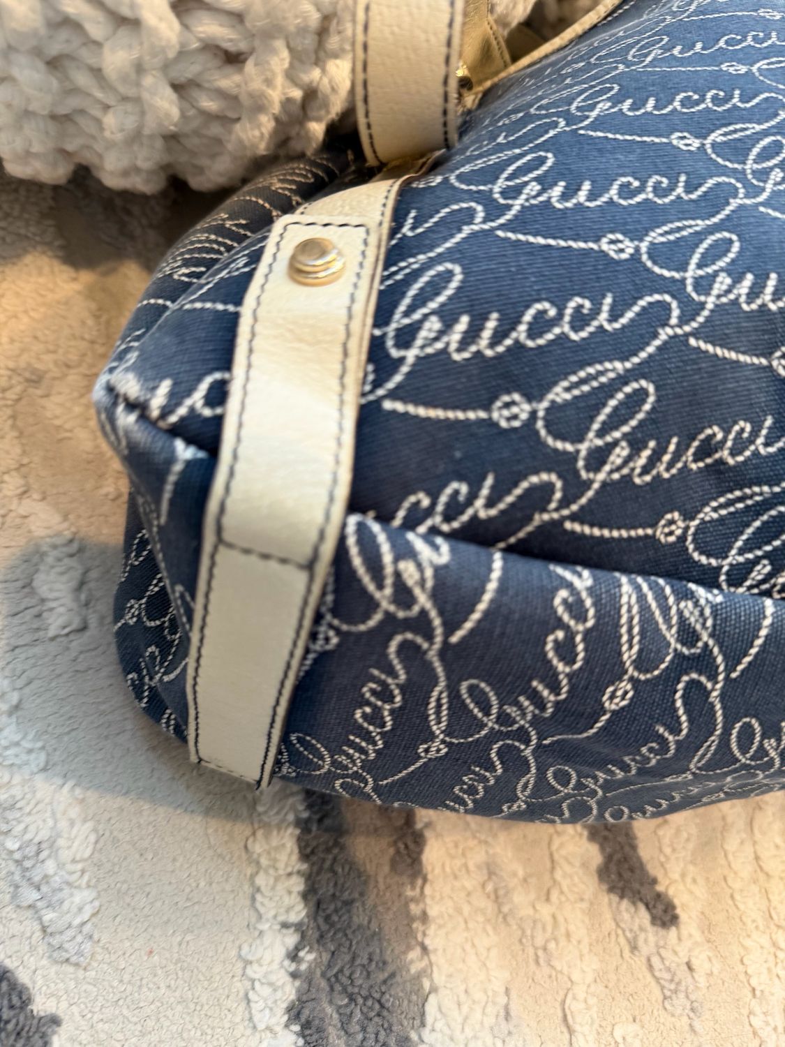 Gucci Denim Abbey Tote Shoulder Bag