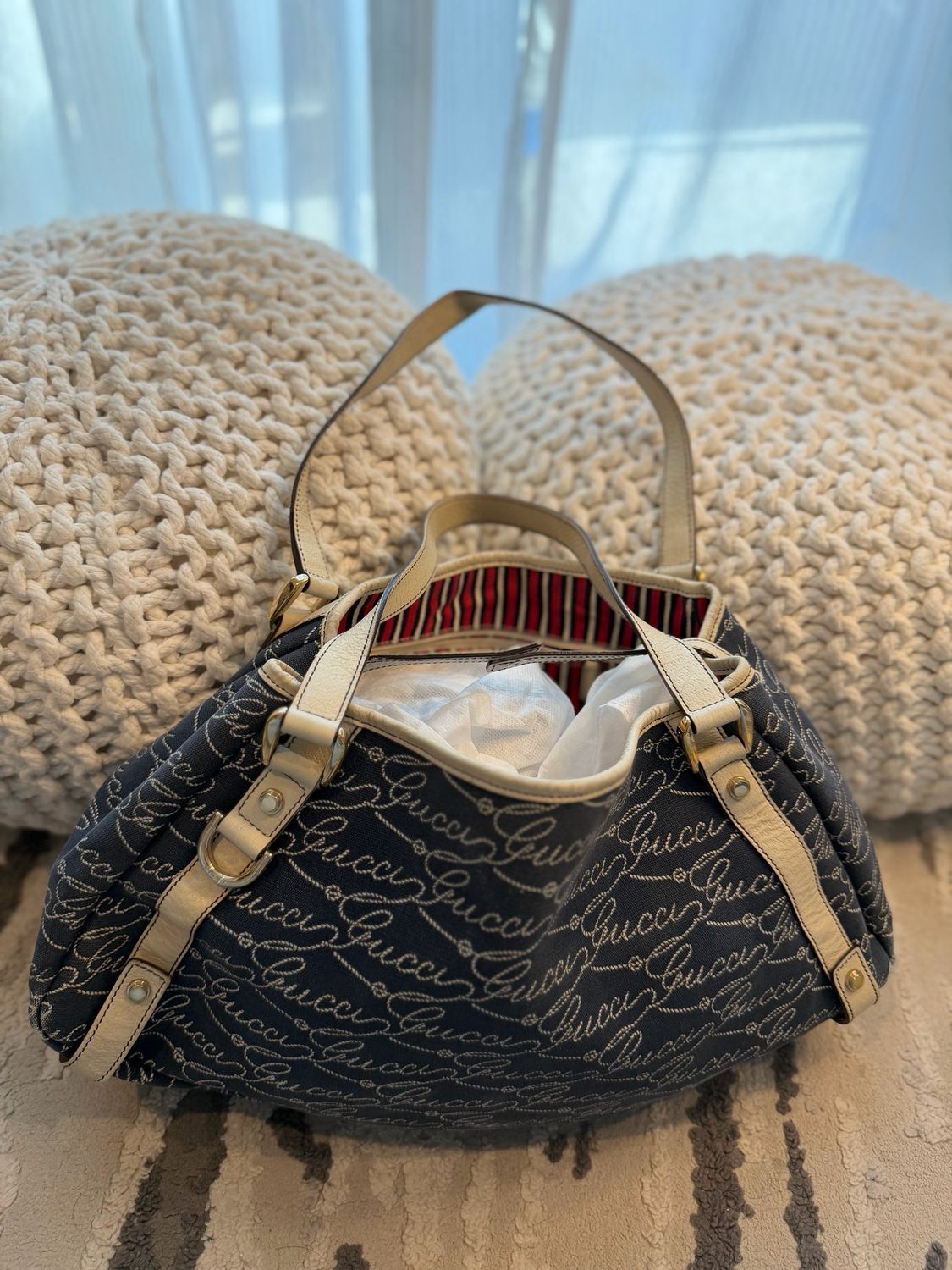 Gucci Denim Abbey Tote Shoulder Bag