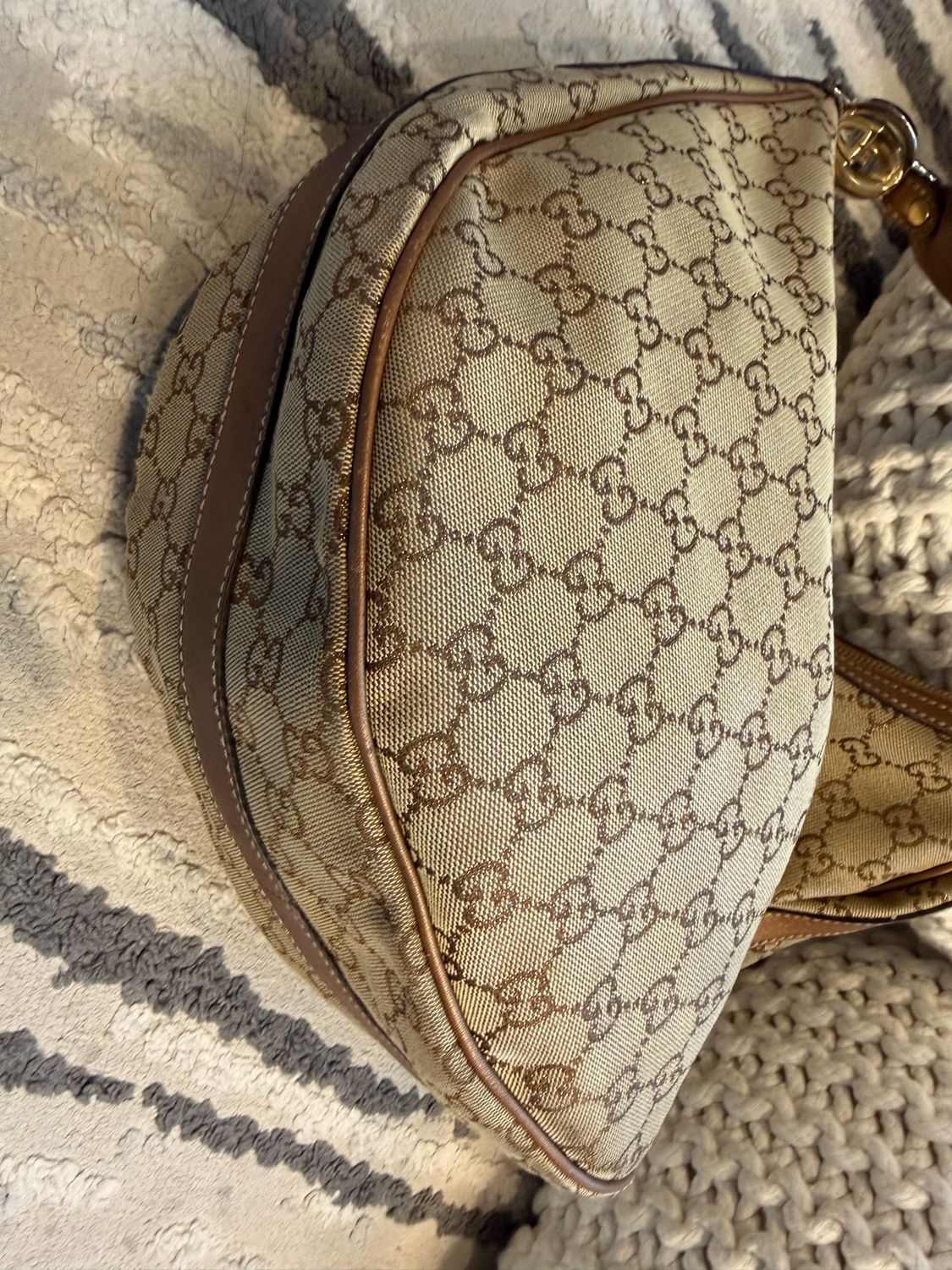 Gucci Monogram Hobo Twins Tote Shoulder Rose Gold