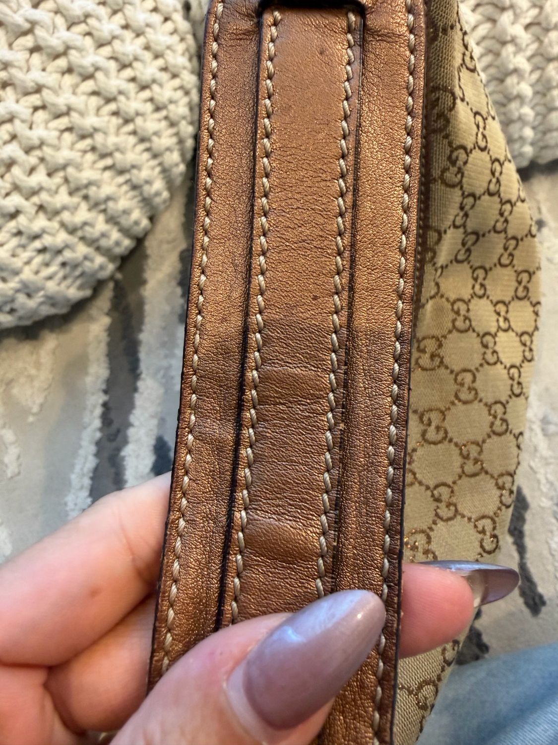 Gucci Monogram Hobo Twins Tote Shoulder Rose Gold