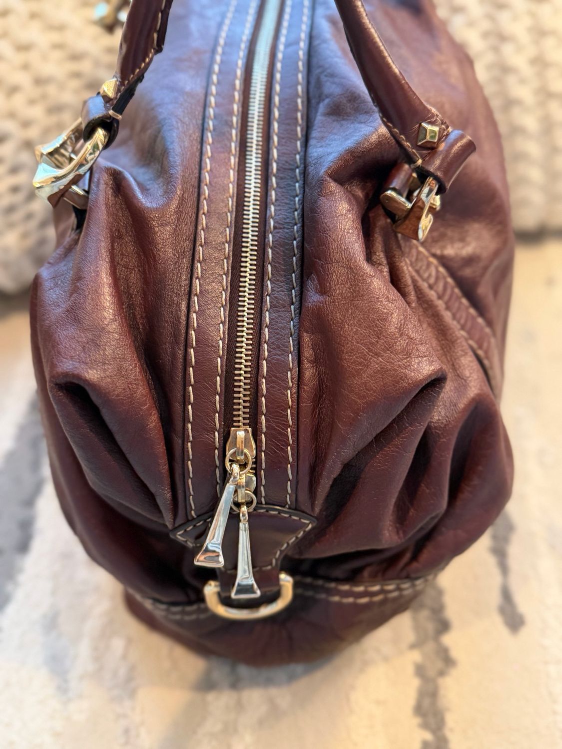 Gucci Boston Bowler Horsebit Tote Leather