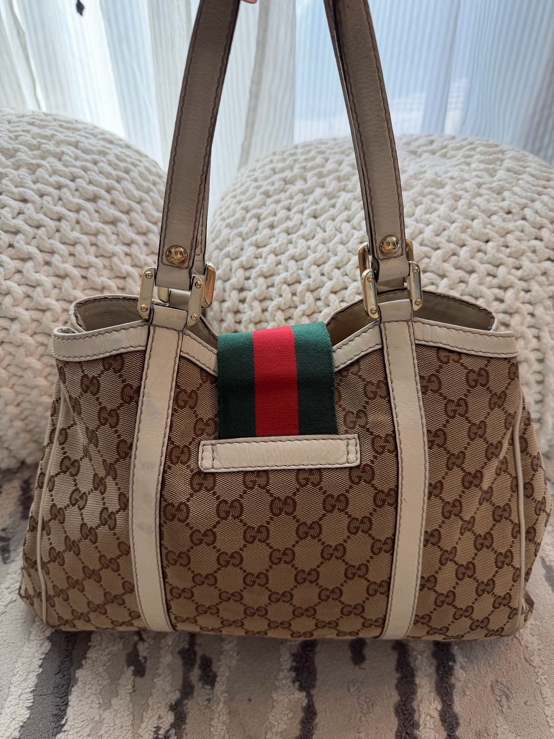 Gucci Ladies New Web Tote Medium