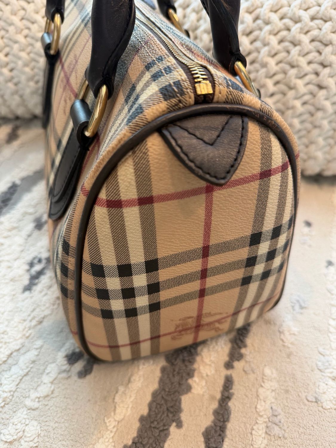 Burberry Haymarket Check Boston Bowler Chester Top Handle