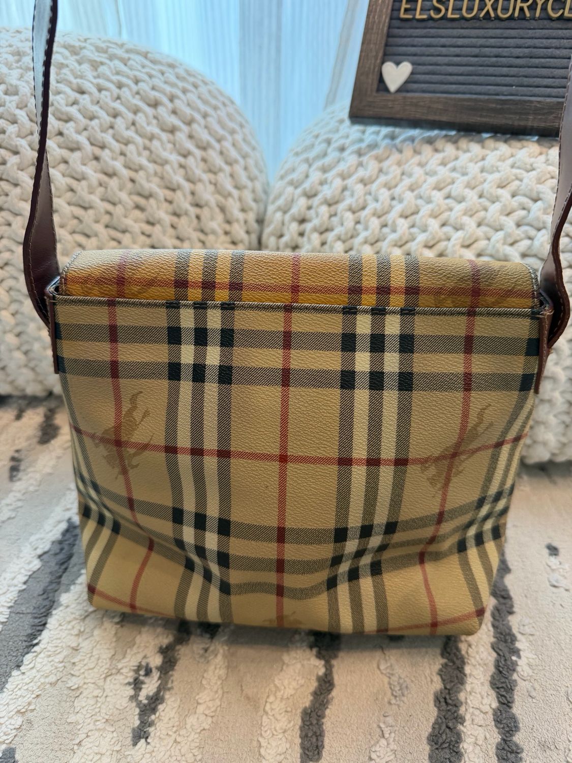 Burberry Haymarket Check Flap Messenger Crossbody