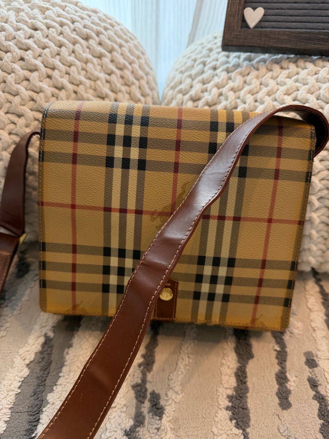 Burberry Haymarket Check Flap Messenger Crossbody