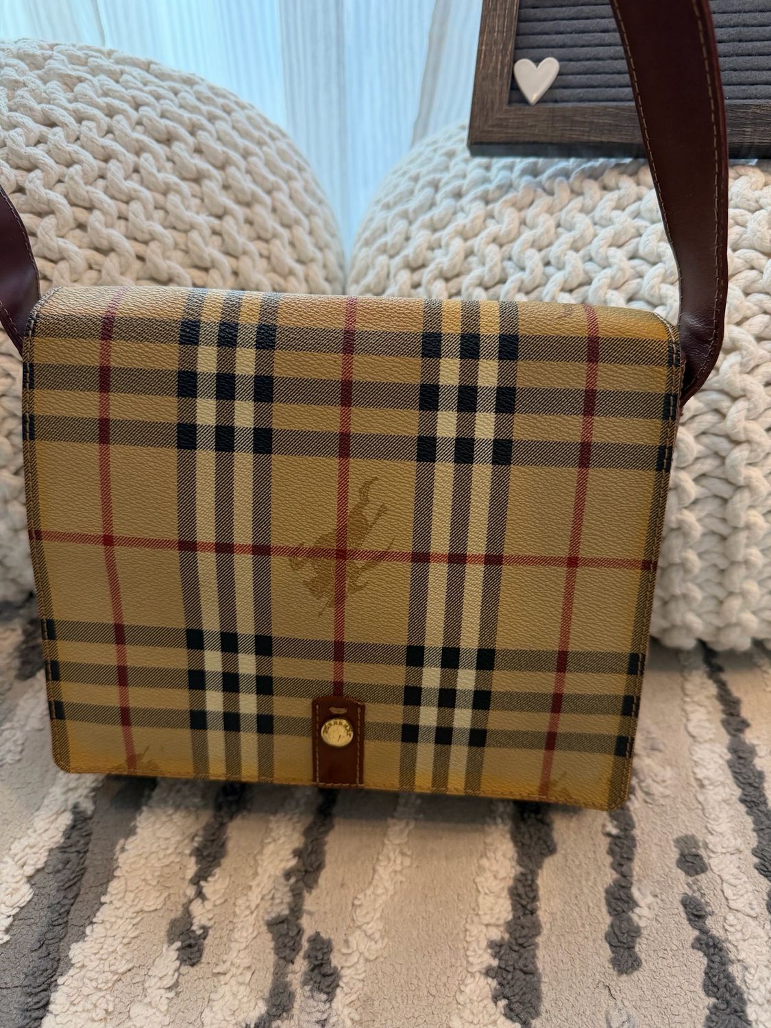 Burberry Haymarket Check Flap Messenger Crossbody