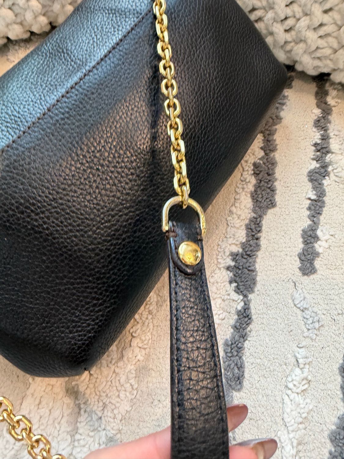 Mcm Pebbled Leather Visetos Stud Black Chain Strap