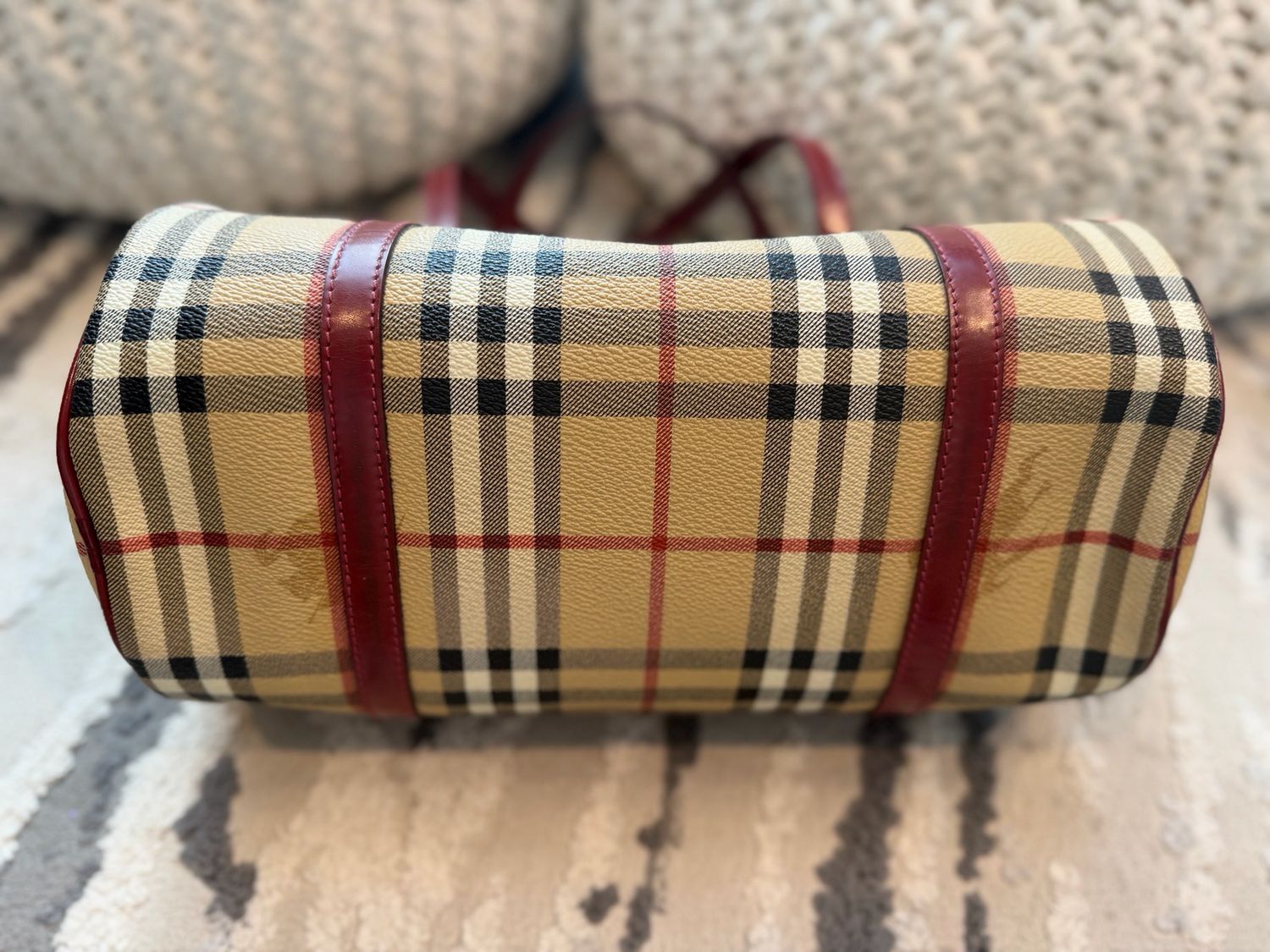 Burberry Haymarket Check Barrel Bag Shoulder Tote