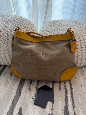 Prada Jacquard Logo Canvas Hobo Shoulder