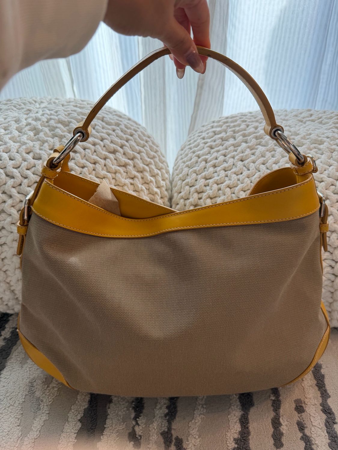 Prada Jacquard Logo Canvas Hobo Shoulder