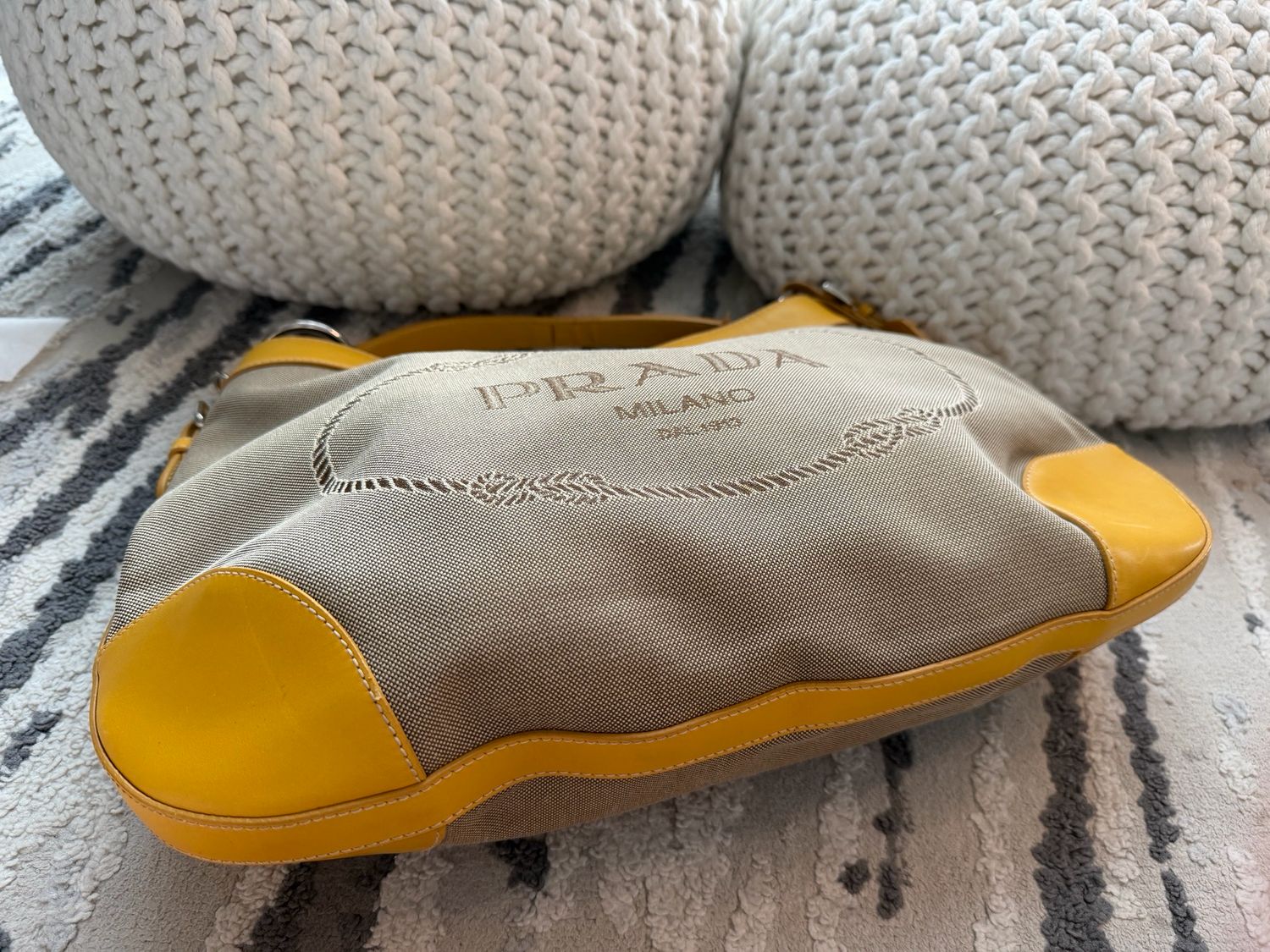 Prada Jacquard Logo Canvas Hobo Shoulder