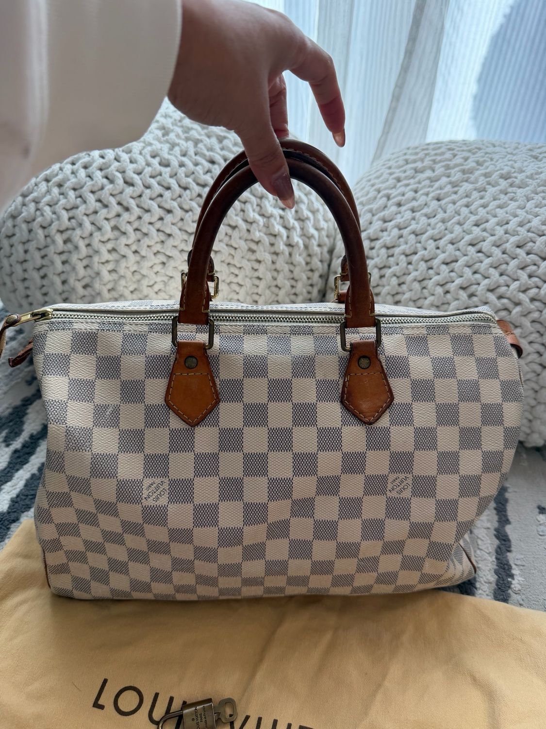 Louis Vuitton Damier Azur Top Handle Satchel Speedy 35