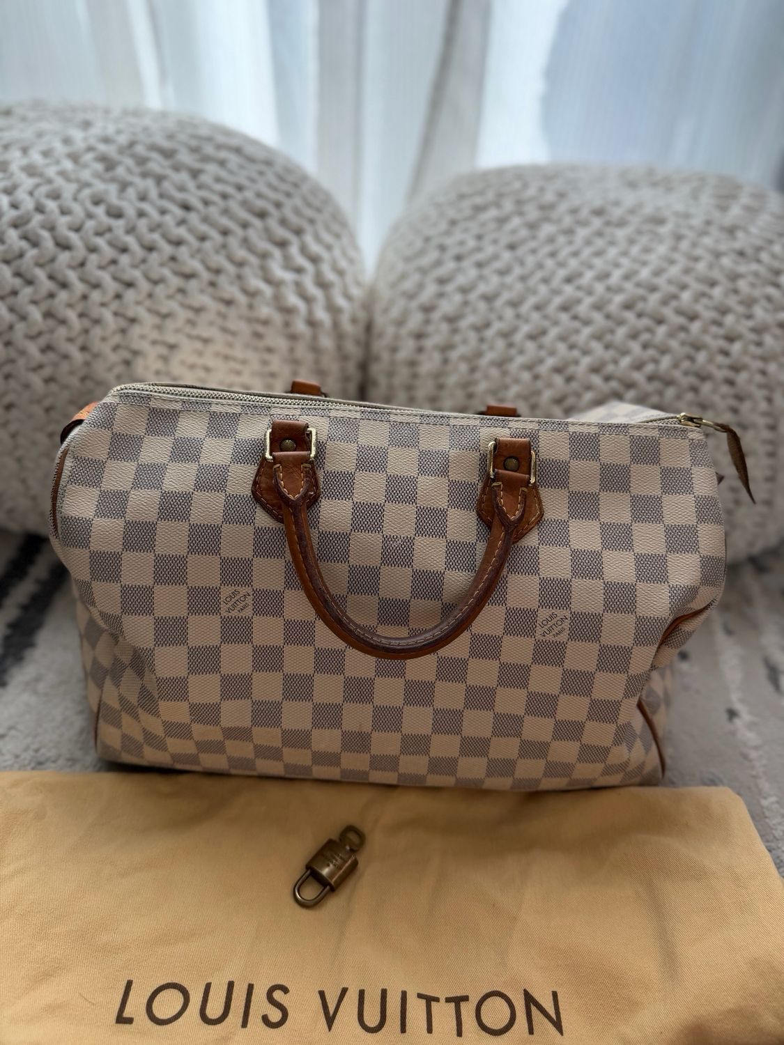Louis Vuitton Damier Azur Top Handle Satchel Speedy 35
