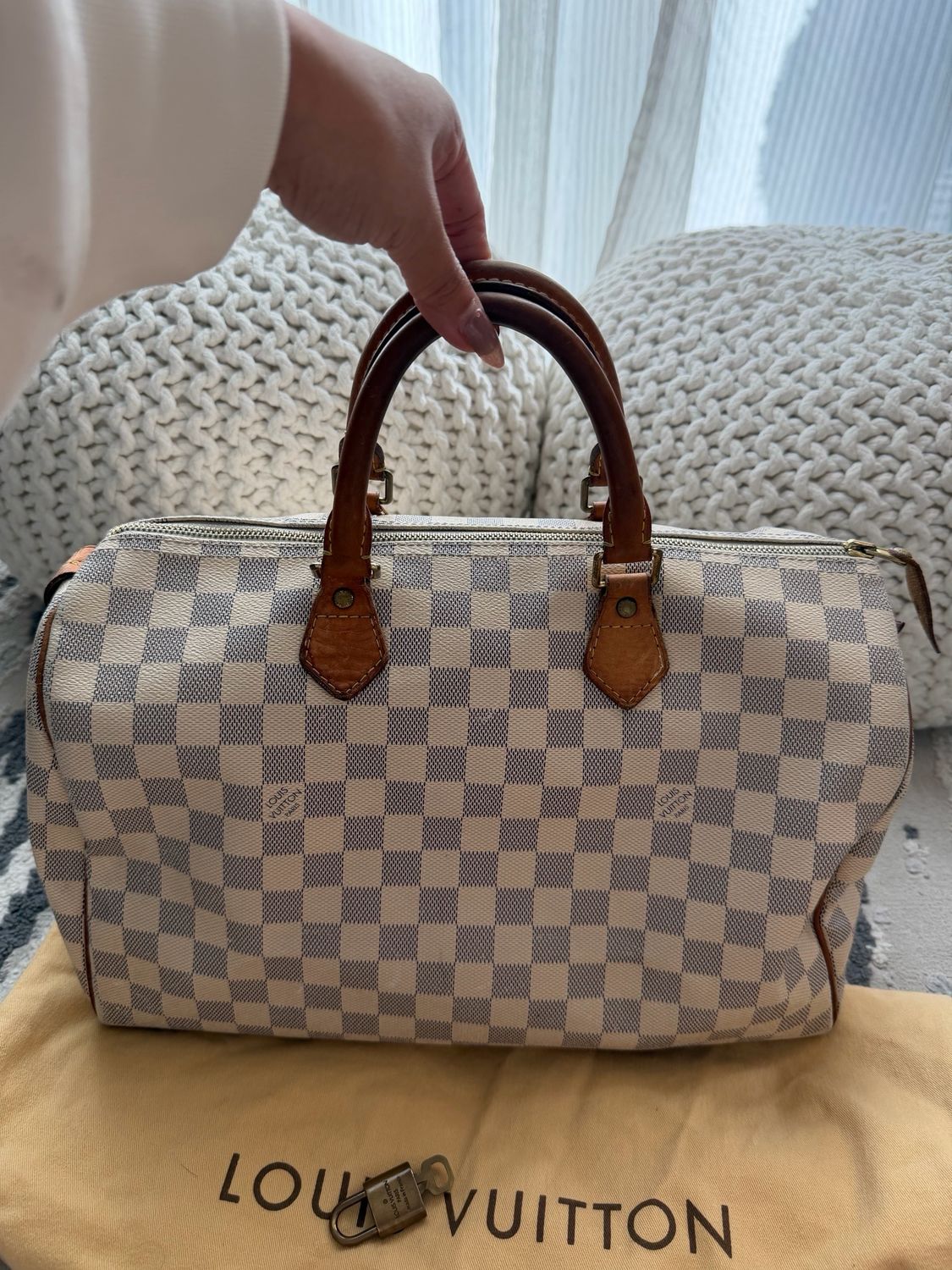 Louis Vuitton Damier Azur Top Handle Satchel Speedy 35