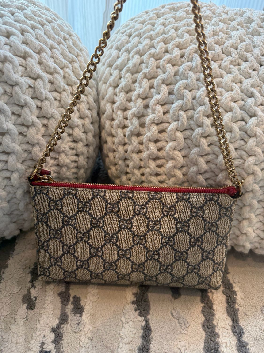 Gucci Supreme Pochette Hobo Shoulder Coated Canvas