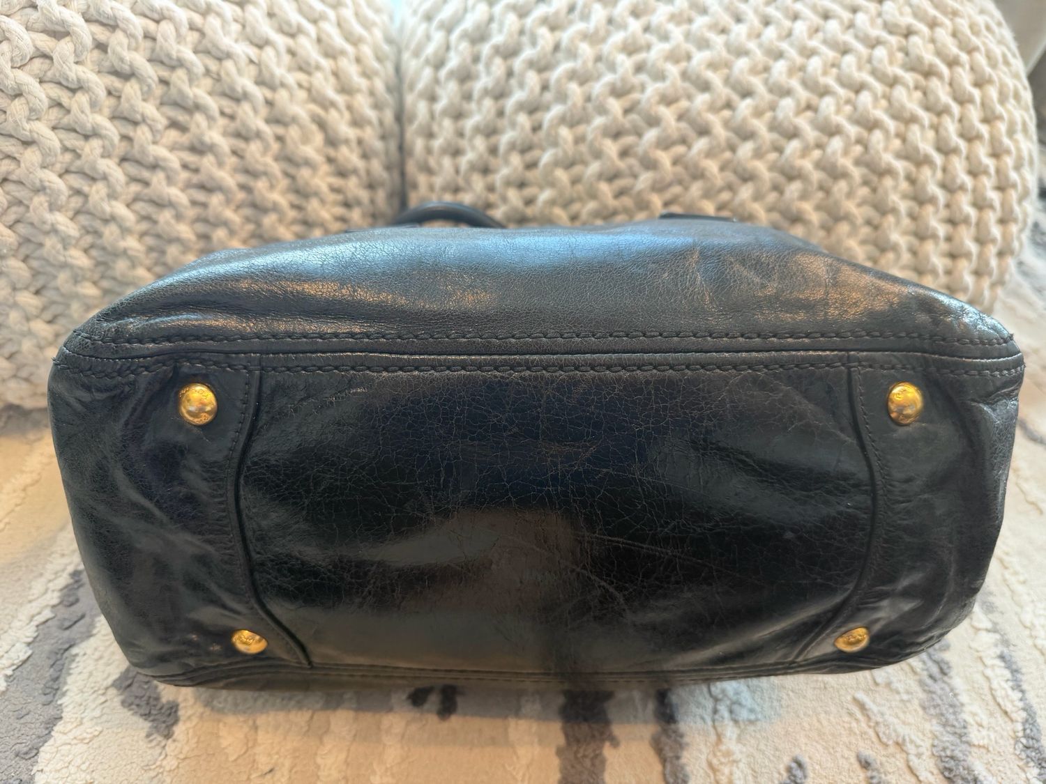 Prada Vitello Shine Bowler Shoulder Bag