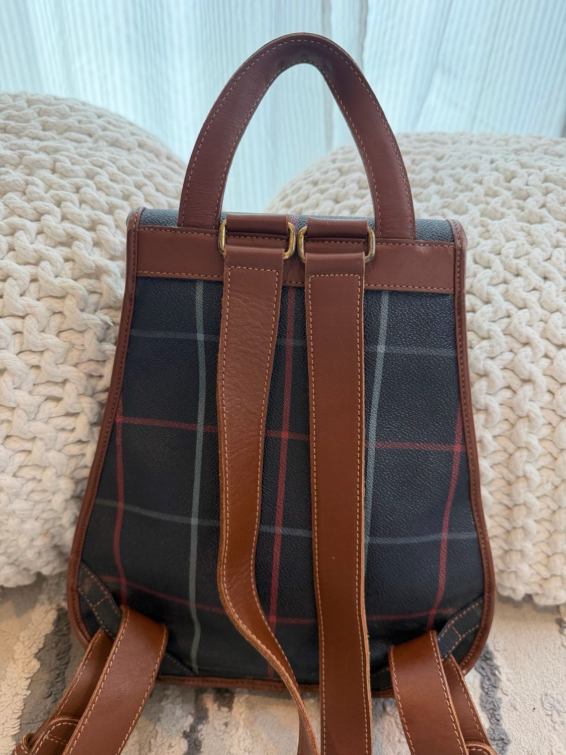 Burberry Vintage Nova Check Plaid Backpack