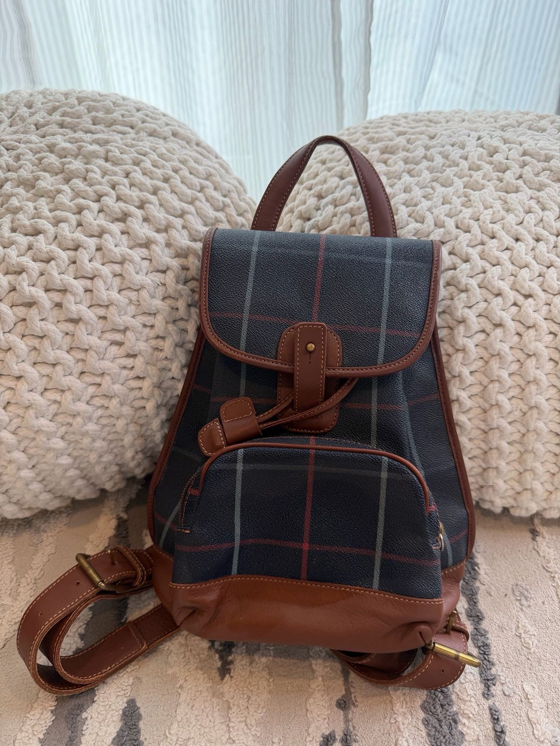 Burberry Vintage Nova Check Plaid Backpack