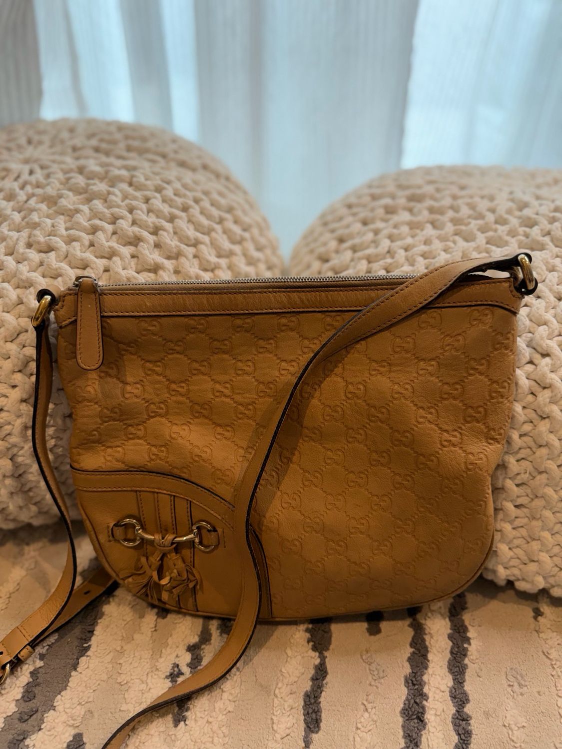 Gucci Monogram Leather Sling Crossbody Horsebit