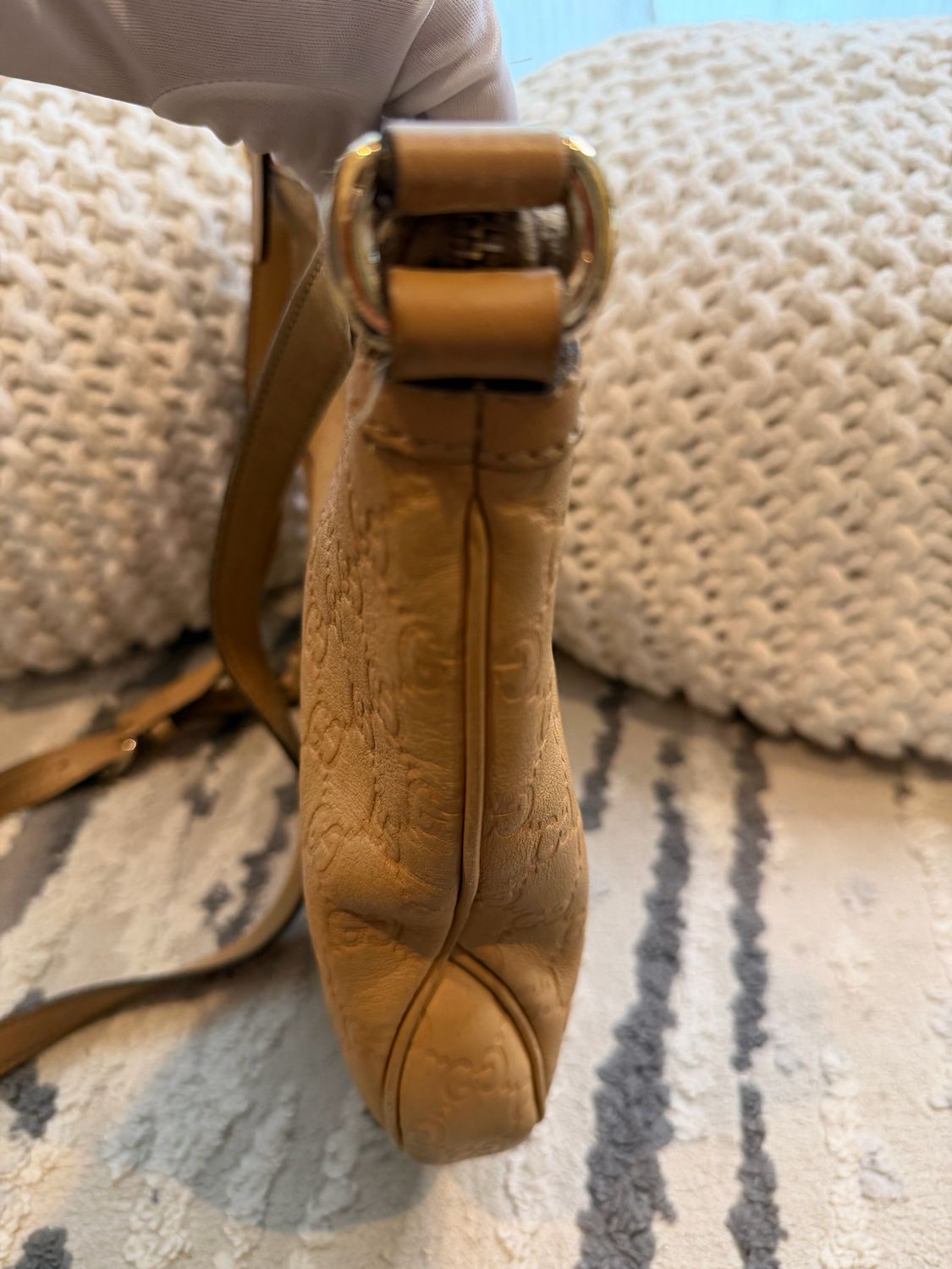 Gucci Monogram Leather Sling Crossbody Horsebit