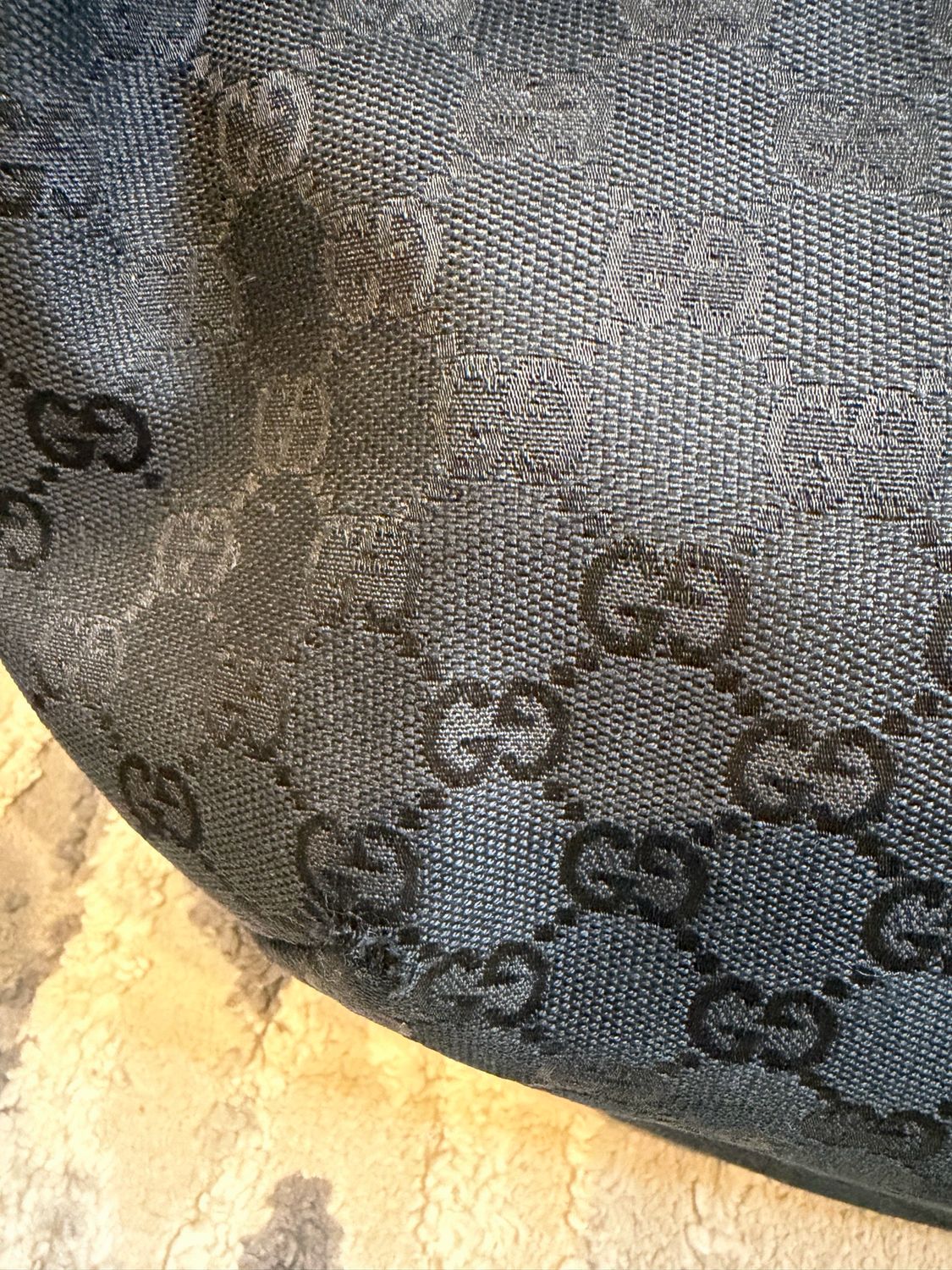 Gucci Monogram Canvas Halfmoon Web Strap Sling