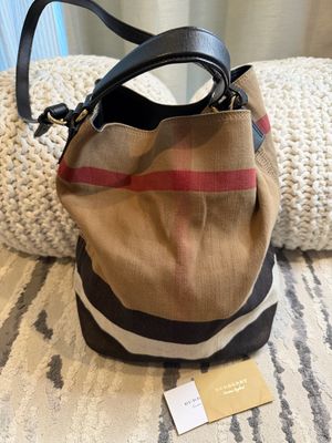 Burberry Ashby Bucket Mega Check Hobo Shoulder Sling Crossbody