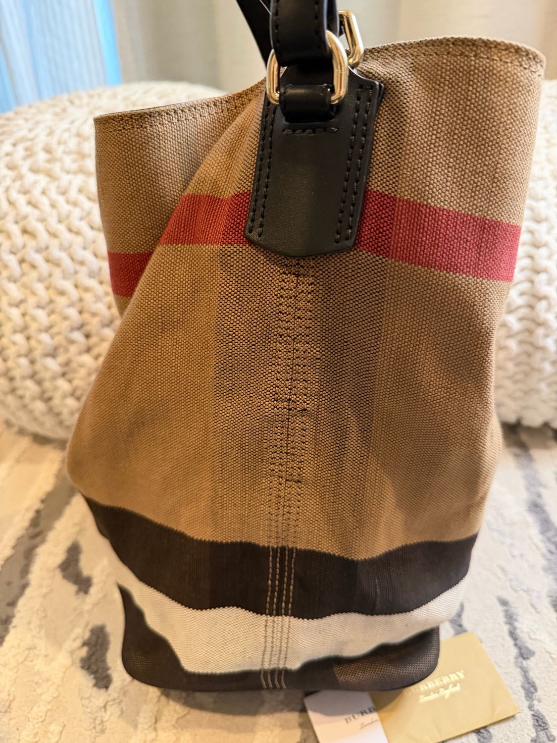 Burberry Ashby Bucket Mega Check Hobo Shoulder Sling Crossbody