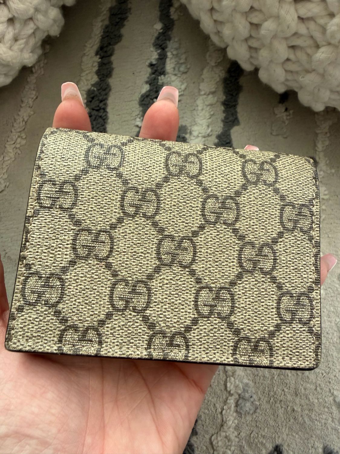 Gucc Monogram Supreme Card Holder Cherry Wallet