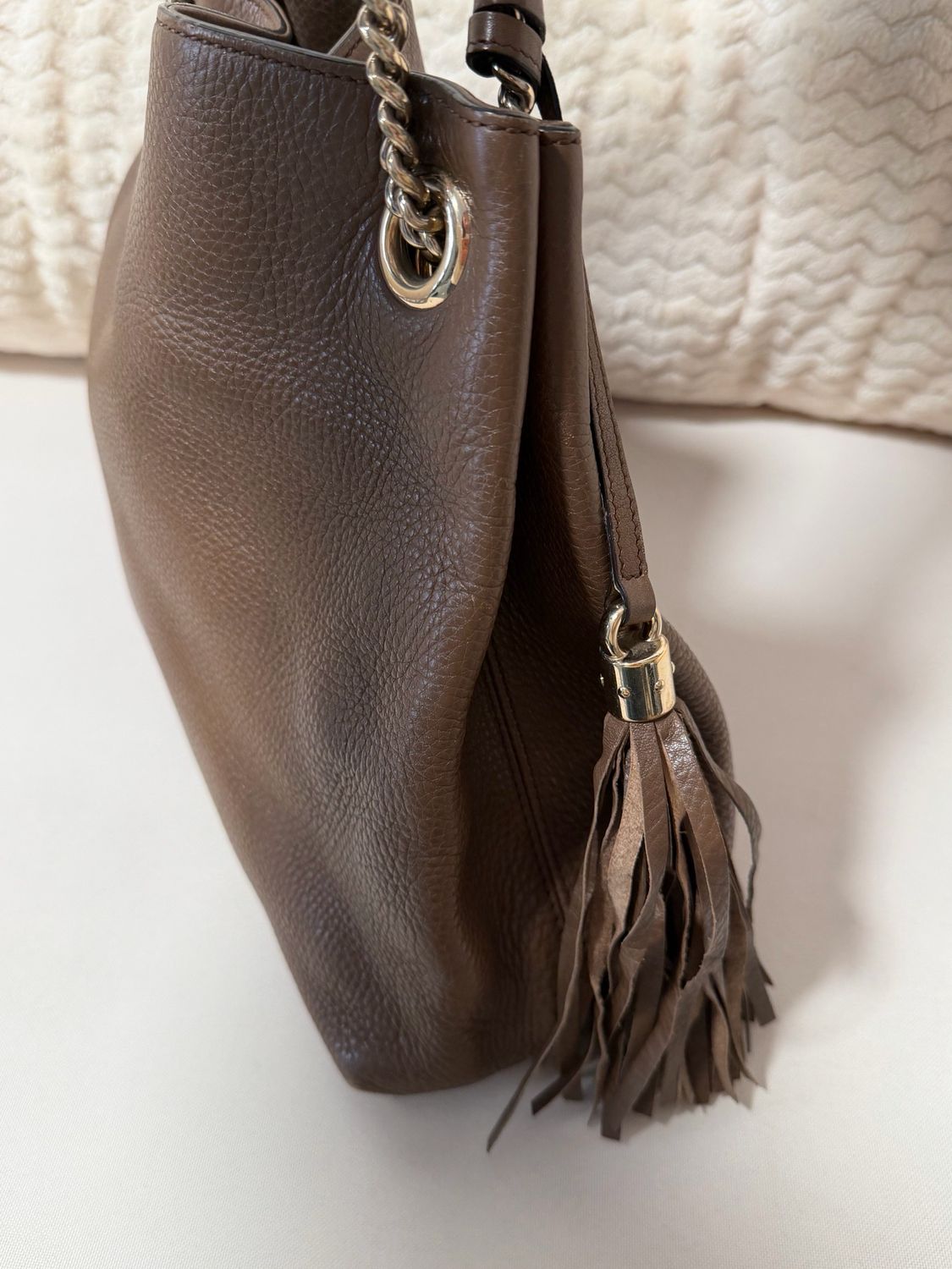 Gucci Soho Chain Tote Pebbled Calfskin Leather