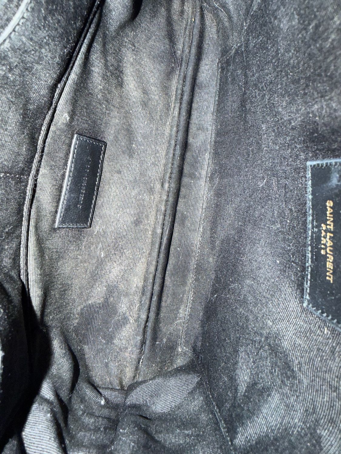 Yves Saint Laurent Monogram Chevron Quilted Pouch Clutch Black