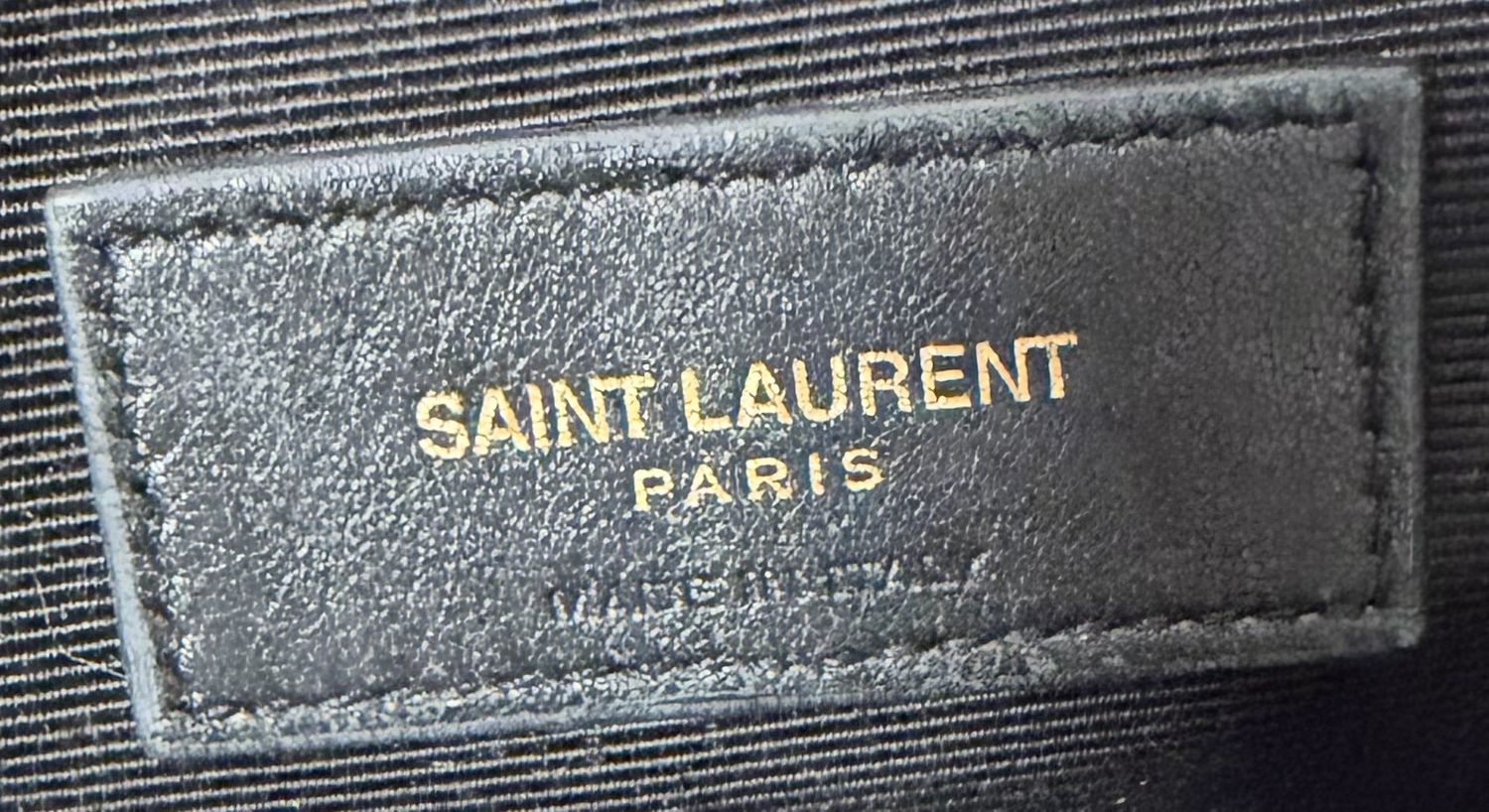 Yves Saint Laurent Monogram Chevron Quilted Pouch Clutch Black