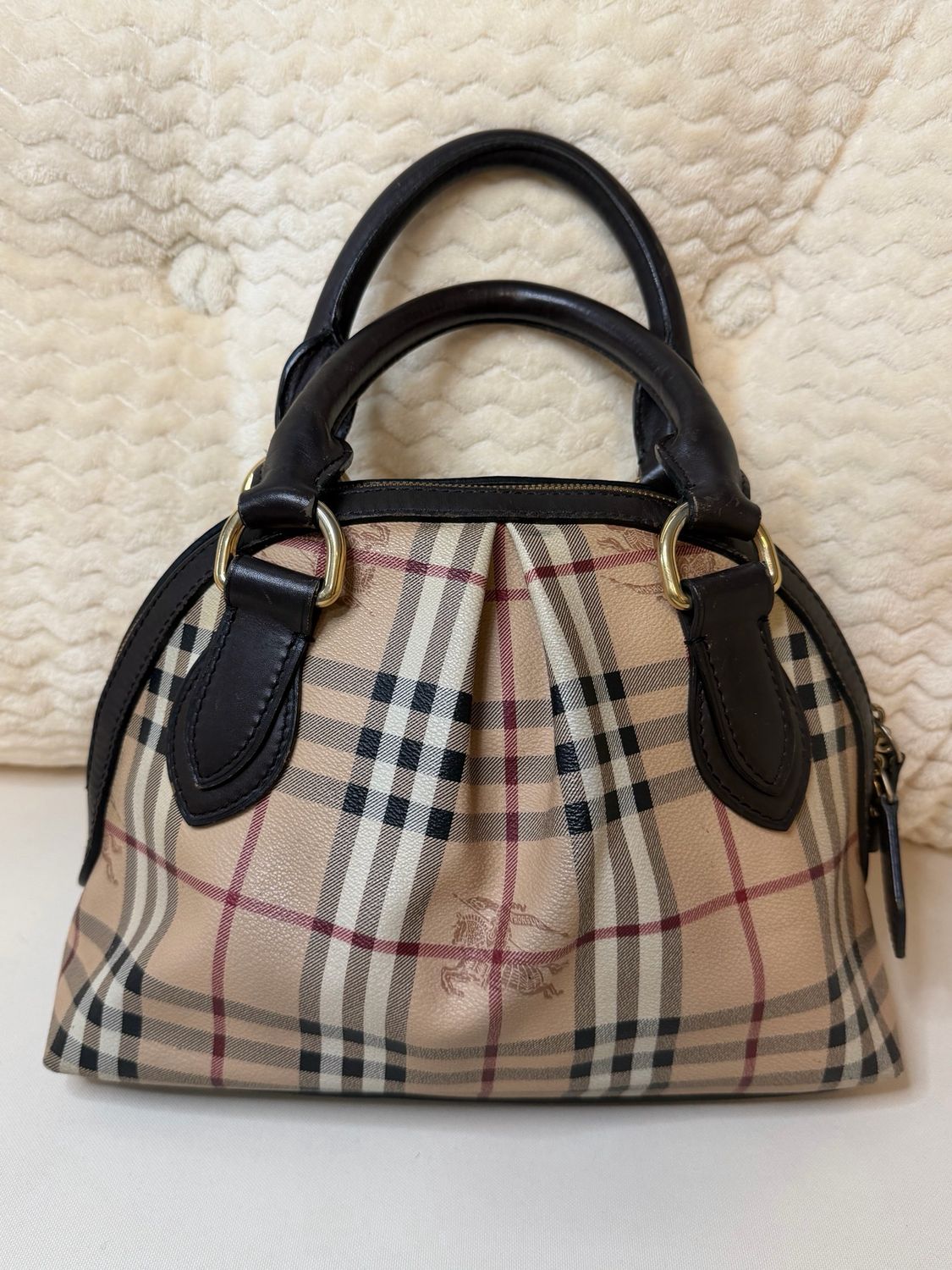 Burberry Haymarket Check Tote Top Handle Dome