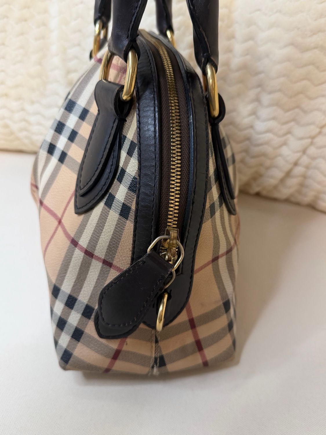 Burberry Haymarket Check Tote Top Handle Dome