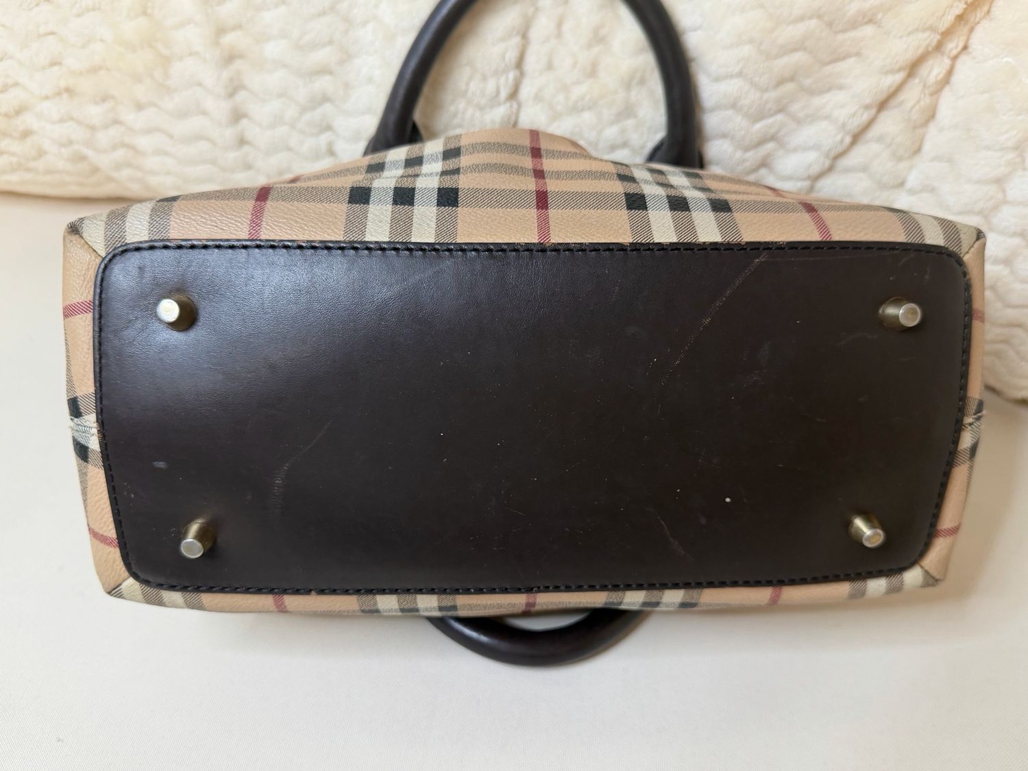 Burberry Haymarket Check Tote Top Handle Dome