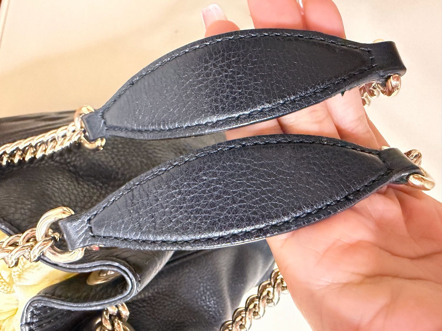 Gucci Pebbled Leather Tote Chain Strap