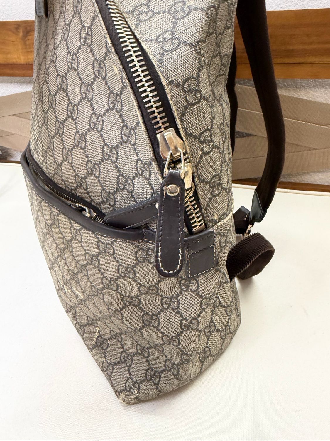 Gucci Monogram Supreme Plus Zipper Tote Backpack