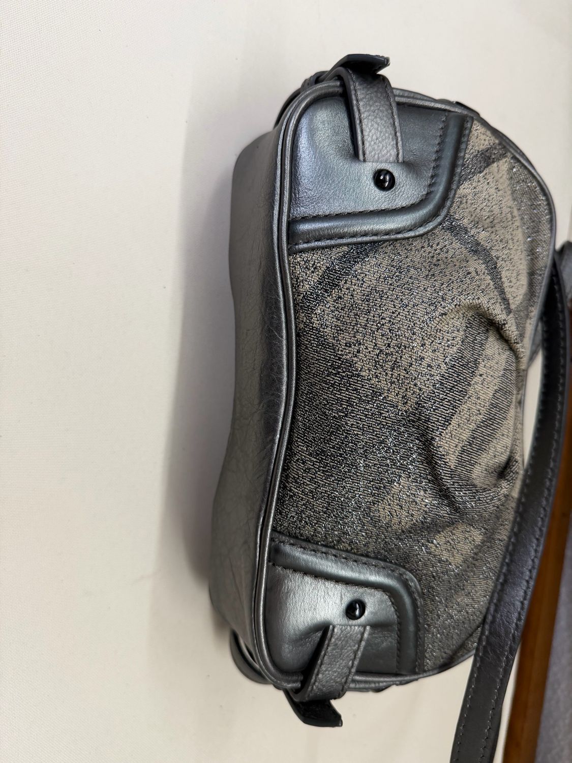 Burberry Shimmer Check Leather Trimmed Camera Bag Crossbody