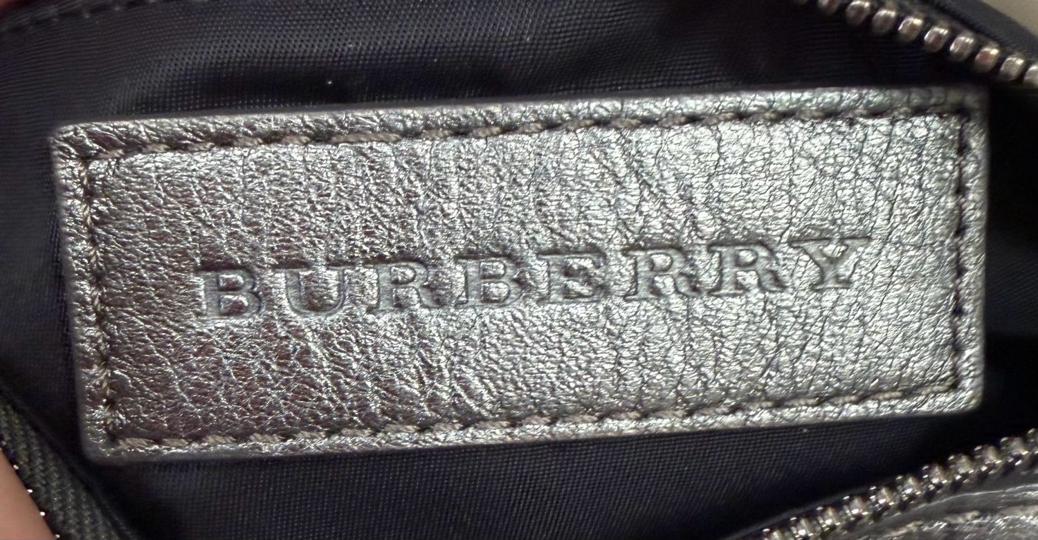 Burberry Shimmer Check Leather Trimmed Camera Bag Crossbody
