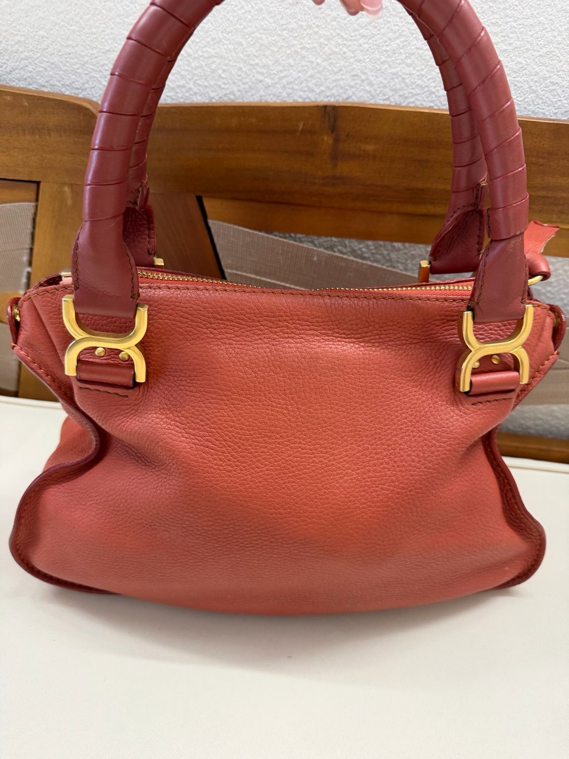 Chloe Pebbled Leather Marcie Saddle Medium Two Way Crossbody